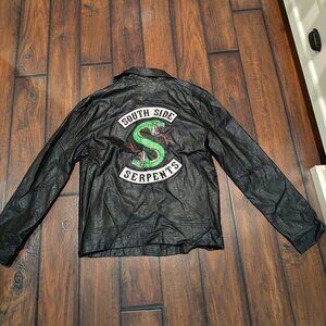 Archie Comics - Black Faux Leather Jacket with South Side Serpents Patch - SMALL